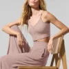 Pantalones acampanados delicados para estar en casa, semitransparentes - gris topo