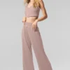 Pantalones acampanados delicados para estar en casa, semitransparentes - gris topo