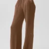 Pantalones acampanados delicados y semitransparentes para estar en casa - Marrón bronceado