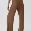 Pantalones acampanados delicados y semitransparentes para estar en casa - Marrón bronceado