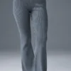 Pantalones acampanados High-Waist de punto de mezclilla - Gris acero/Antracita