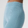 Pantalones acampanados High-Waist de punto denim — Azul celestial/Azul celestial oscuro