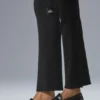 Pantalones acampanados High-Waist de punto denim - Negro/Antracita