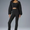 Pantalones acampanados High-Waist de punto denim - Negro/Antracita