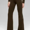Pantalones acampanados High-Waist de punto vaquero - Espresso/Negro