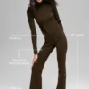 Pantalones acampanados High-Waist de punto vaquero - Espresso/Negro