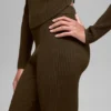 Pantalones acampanados High-Waist de punto vaquero - Espresso/Negro