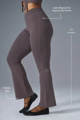 Pantalones acampanados High-Waist de punto vaquero – Raisinette/Negro