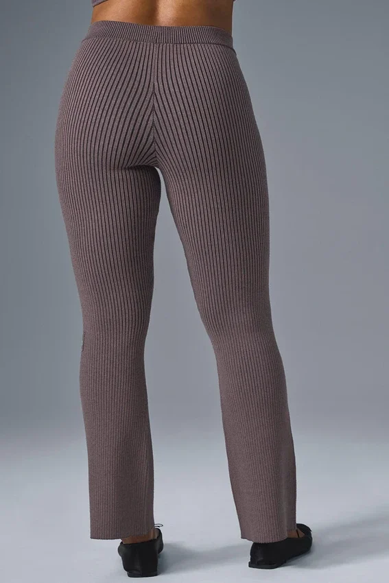 Pantalones acampanados High-Waist de punto vaquero - Raisinette/Negro
