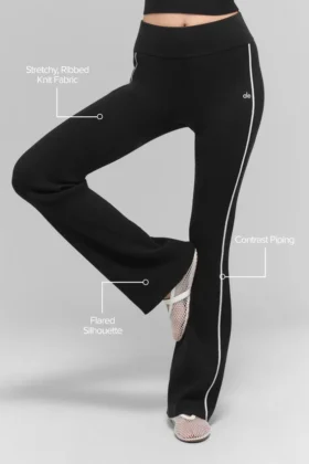 Pantalones acampanados Highline de punto acanalado — Negro/Blanco