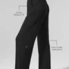 Pantalones acampanados para estar en casa, delicados y semitransparentes - Negro
