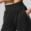 Pantalones acampanados para estar en casa, delicados y semitransparentes - Negro