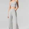 Pantalones acampanados semitransparentes para estar en casa — Gris jaspeado deportivo