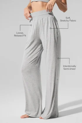 Pantalones acampanados semitransparentes para estar en casa — Gris jaspeado deportivo