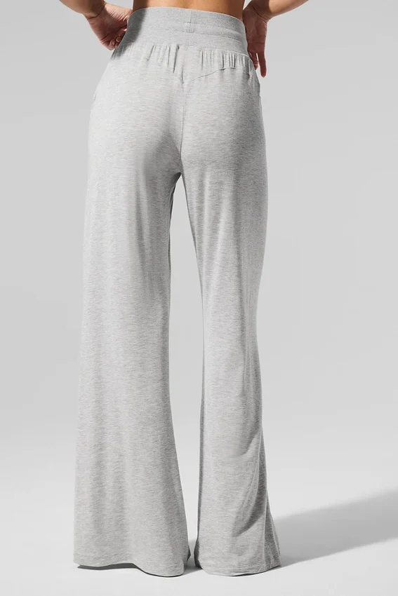Pantalones acampanados semitransparentes para estar en casa — Gris jaspeado deportivo