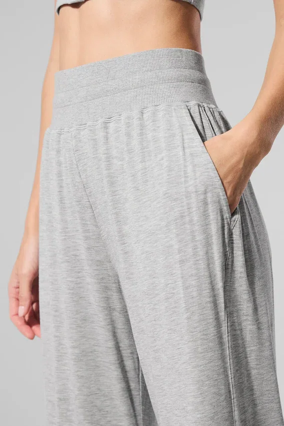 Pantalones acampanados semitransparentes para estar en casa — Gris jaspeado deportivo