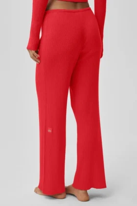Pantalones anchos de talle medio tipo «Unwind» de jerséu – Rojo brillante