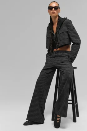 Pantalones boxer a rayas finas Daylight (largo) - Negro/Titanio