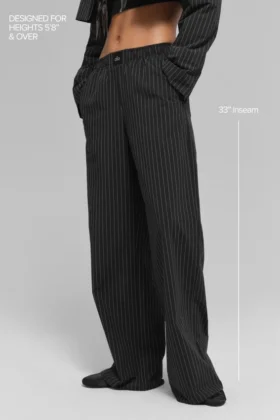 Pantalones boxer a rayas finas Daylight (largo) – Negro/Titanio
