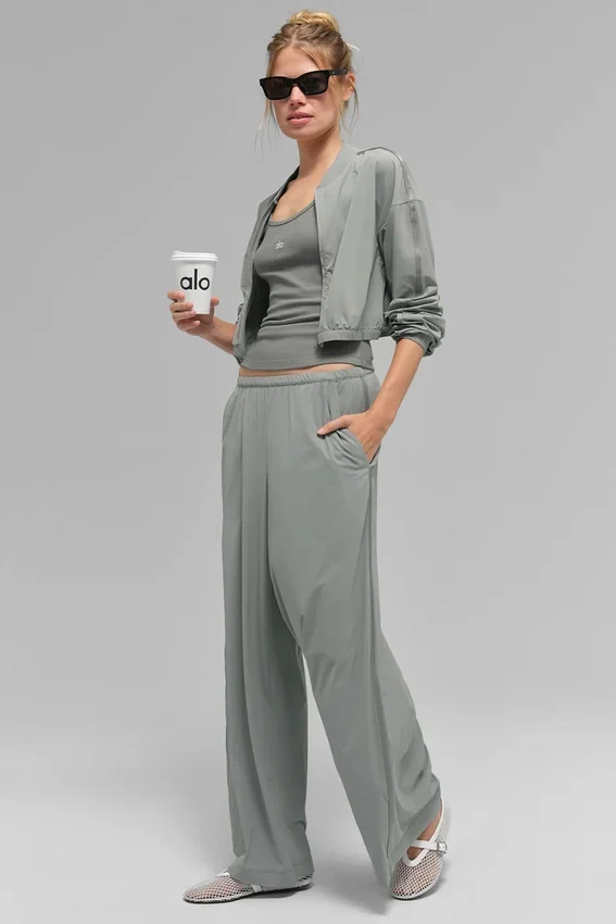 Pantalones Breezy de pierna ancha (regular) - Gris lunar