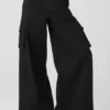 Pantalones cargo de pierna ancha (largos) - Negro