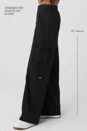 Pantalones cargo de pierna ancha (largos) – Negro