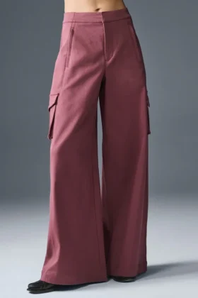Pantalones cargo de pierna ancha Show Off (corte regular) - Burgundy Truffle