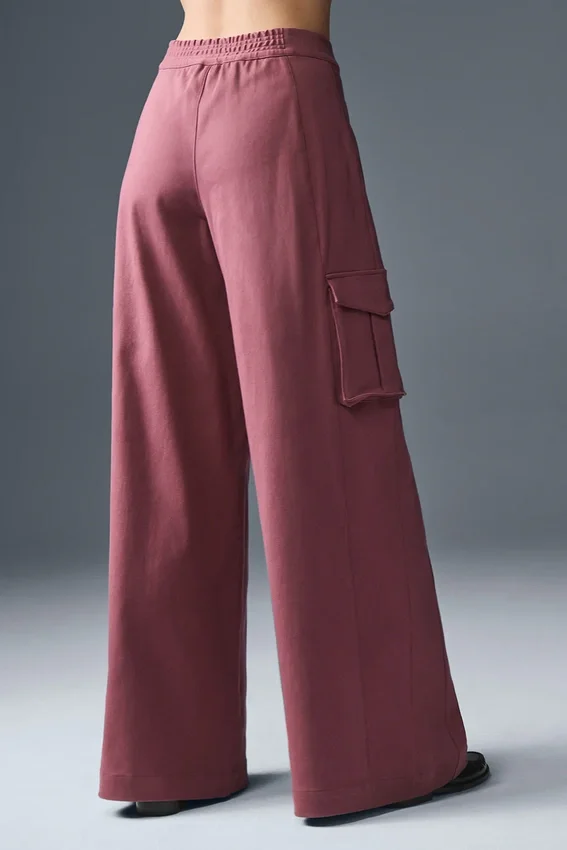 Pantalones cargo de pierna ancha Show Off (corte regular) - Burgundy Truffle