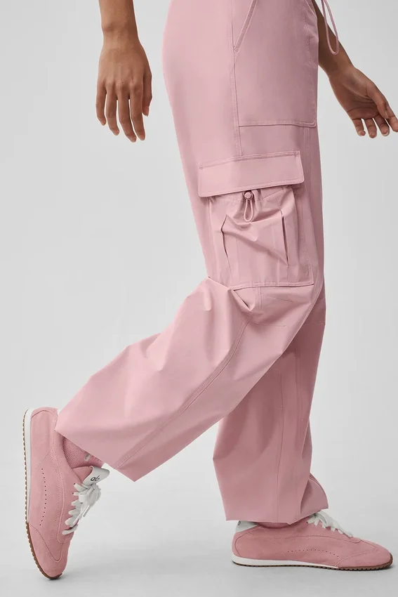 Pantalones cargo Megastar de talle bajo - Rosa vintage