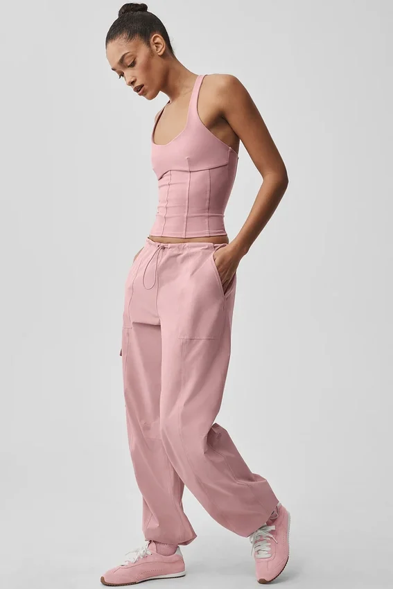 Pantalones cargo Megastar de talle bajo - Rosa vintage