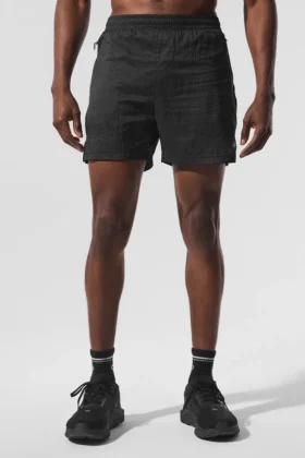 Pantalones cortos 2 en 1 «Game Time» de tela ripstop de 5" - Negro/Negro