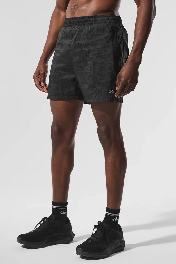 Pantalones cortos 2 en 1 «Game Time» de tela ripstop de 5" - Negro/Negro