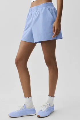 Pantalones cortos a rayas finas Daylight — Azul Provenza claro/Blanco