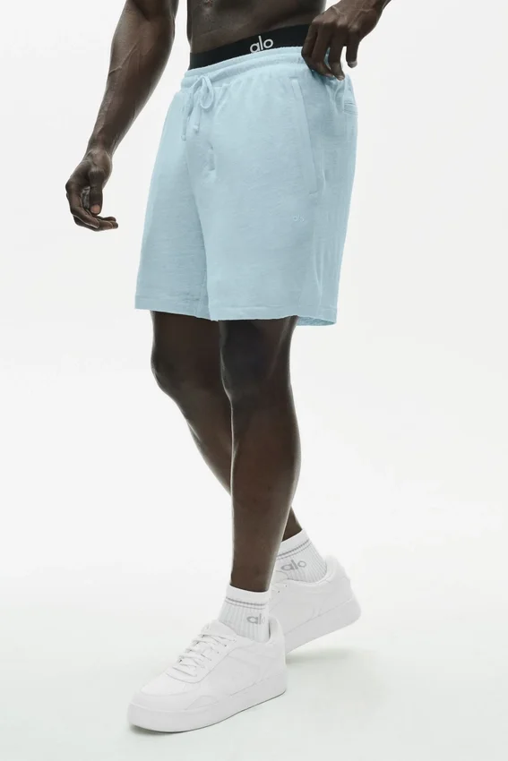 Pantalones cortos Coastal de jersey de lino de 7" - Azul mar