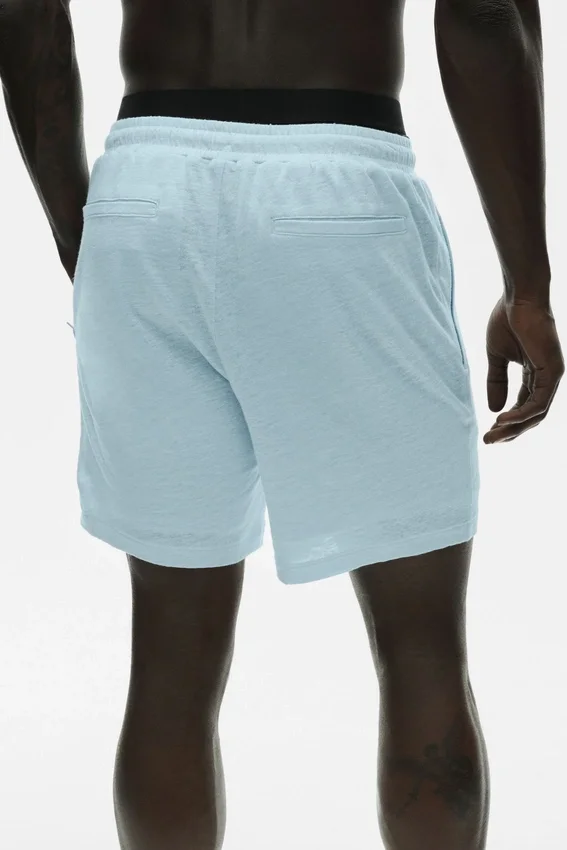 Pantalones cortos Coastal de jersey de lino de 7" - Azul mar