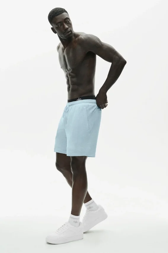 Pantalones cortos Coastal de jersey de lino de 7" - Azul mar