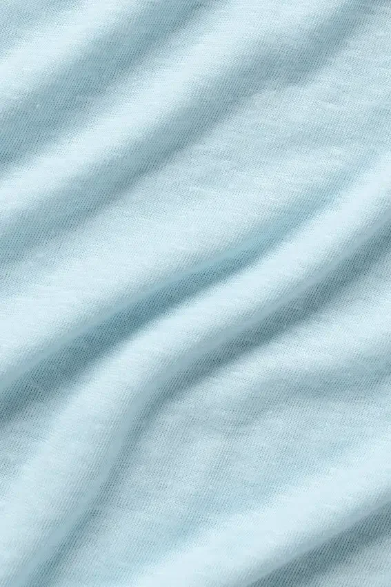 Camiseta de manga corta «Coastal» de jersey de lino - Azul mar