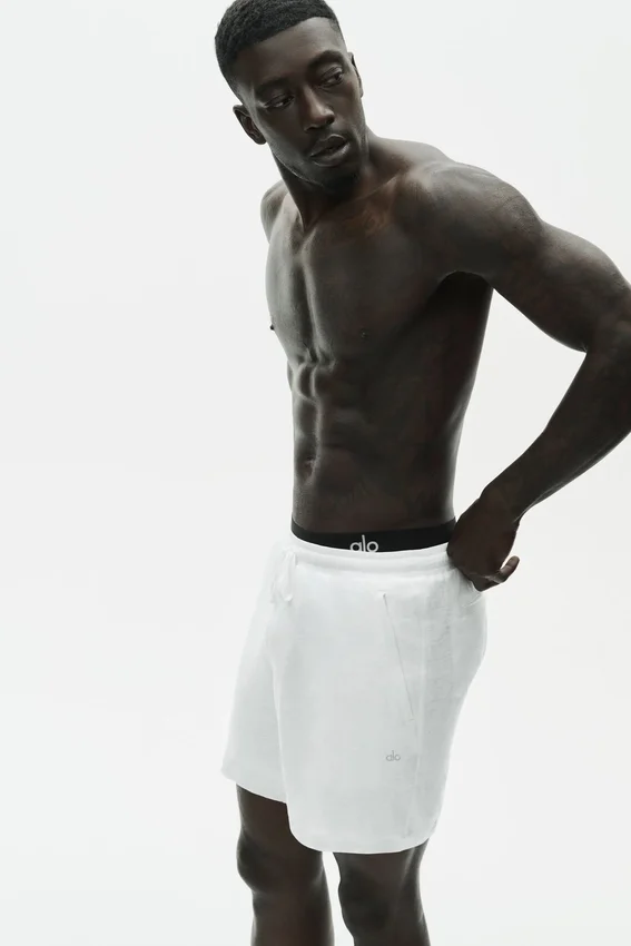 Pantalones cortos Coastal de jersey de lino de 7" - Blanco