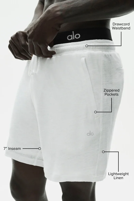 Pantalones cortos Coastal de jersey de lino de 7" - Blanco