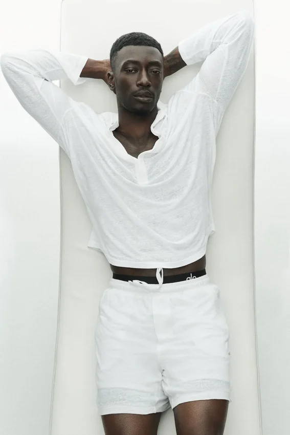 Pantalones cortos Coastal de jersey de lino de 7" - Blanco