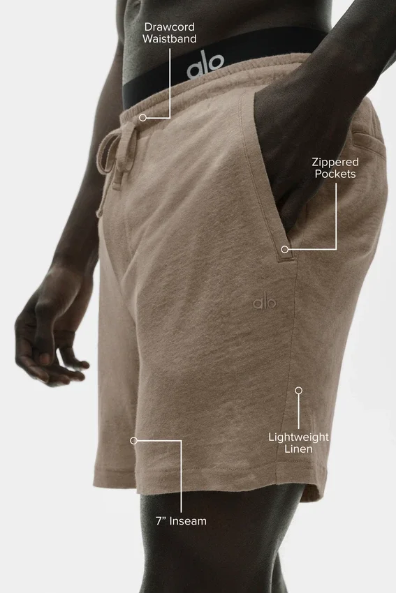 Pantalones cortos «Coastal» de jersey de lino de 7" - Gravel