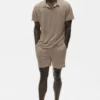 Polo de manga corta «Coastal» de jersey de lino - Gravel