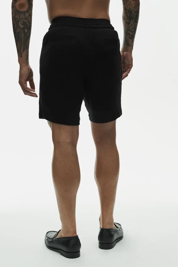 Pantalones cortos «Coastal» de jersey de lino de 7" - Negro