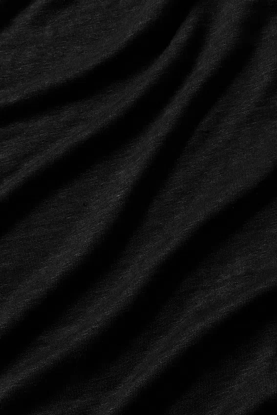 Camisa de manga larga de jersey de lino estilo costero - Negro