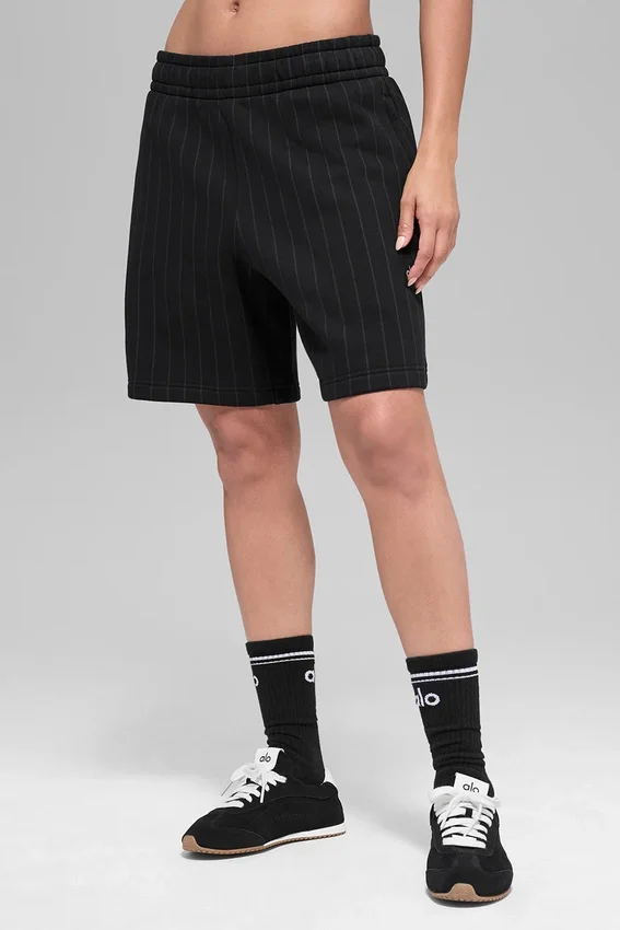 Pantalones cortos de 7" con rayas finas - Rayas finas negras
