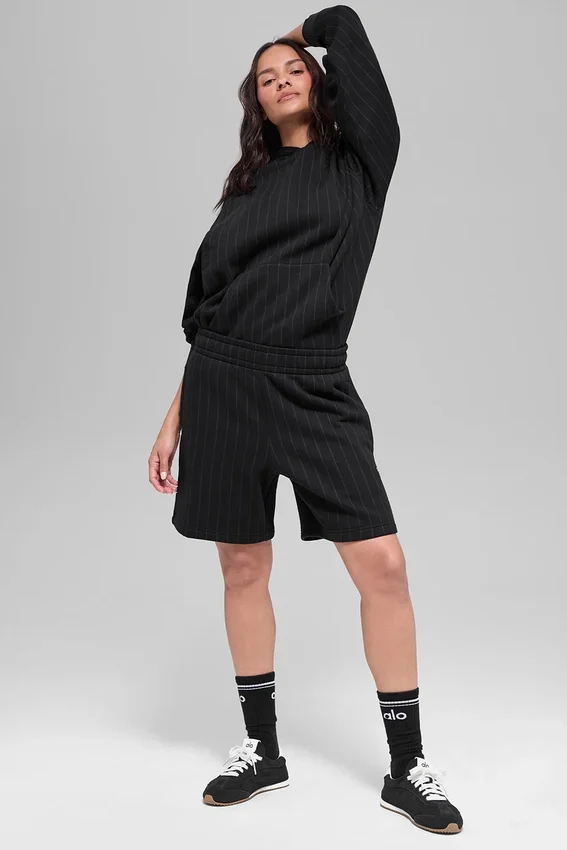 Pantalones cortos de 7" con rayas finas - Rayas finas negras