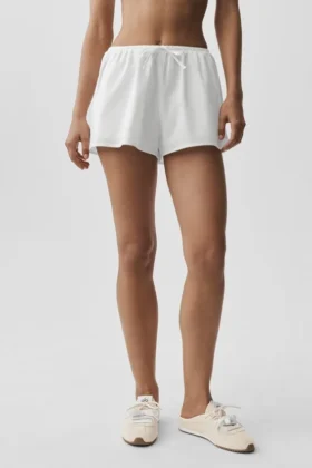 Pantalones cortos de algodón High-Waist Real Deal - Blanco