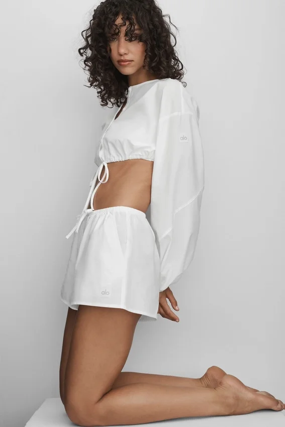 Pantalones cortos de algodón High-Waist Real Deal - Blanco