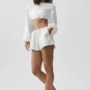 Pantalones cortos de algodón High-Waist Real Deal - Blanco