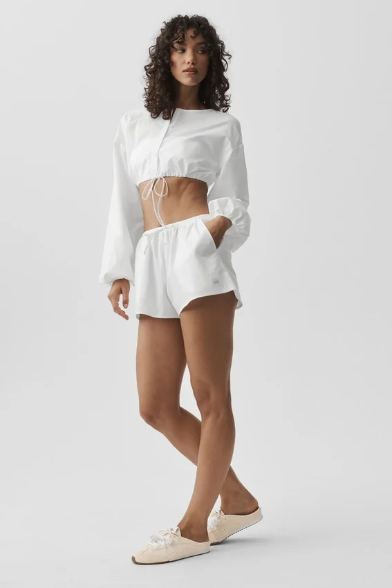 Pantalones cortos de algodón High-Waist Real Deal - Blanco